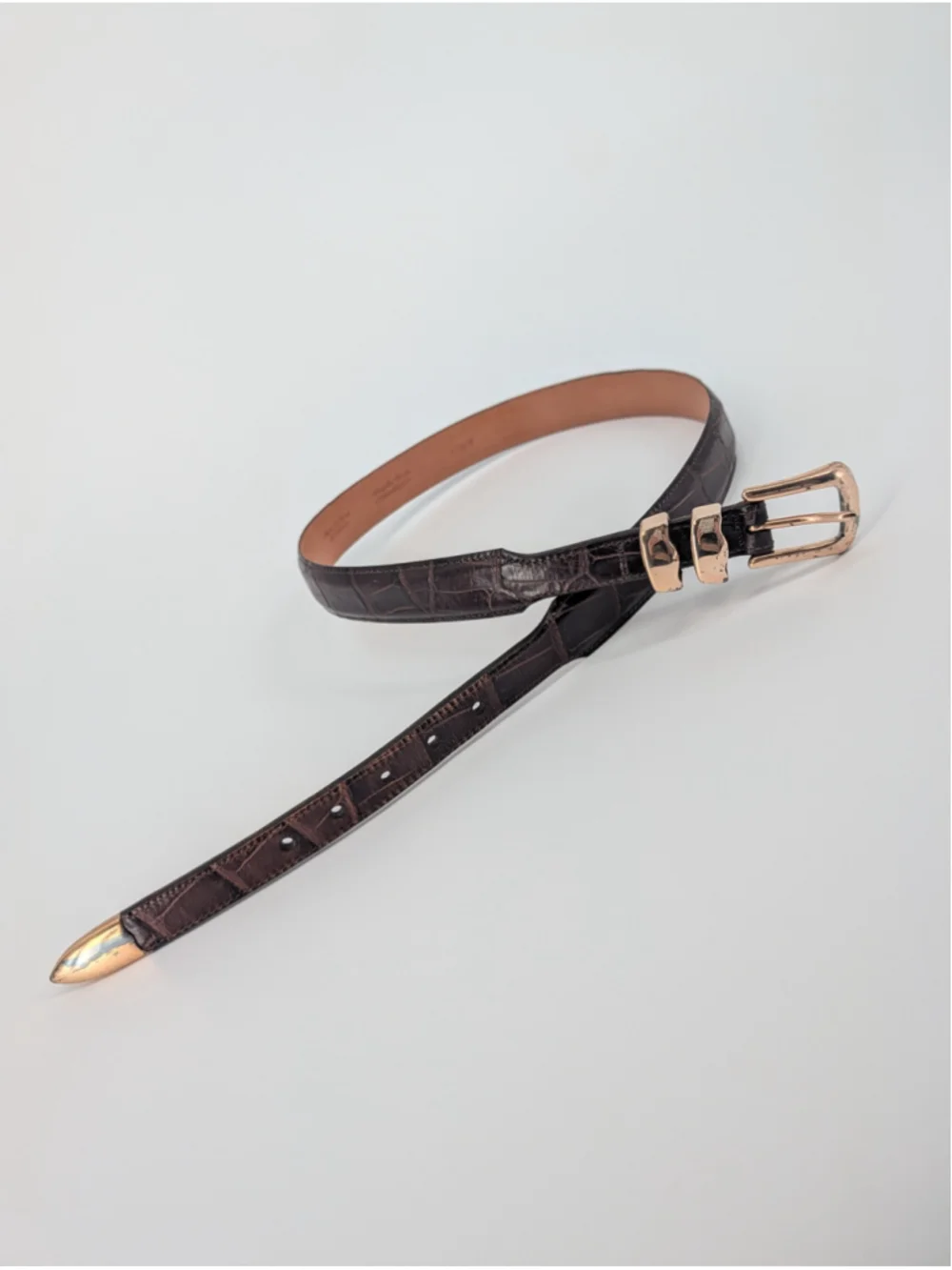 Martin Dingman 36 Brown Alligator Grain Italian Calfskin Belt USA 01608